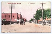 Postcard Main Street View Eagle Pass Texas c.1908 Hand-Colored picture