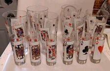 Poker Playing Card Set 6 Tall Shot Glasses & 6 Tall Pint Cocktail Glasses picture