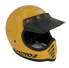 Vtg 1970s Bell Moto 3 Full Face Helmet Size 7 1/2 (60cm) Yellow picture