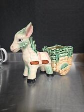 Vintage Ceramic Donkey Pulling Cart Planter picture