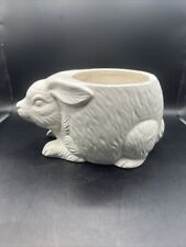 Vintage Ceramic Crouching Bunny Figurine Planter White Japan picture
