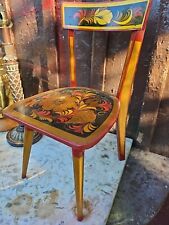 Vintage old USSR Russian woden hand painted children kids chair picture