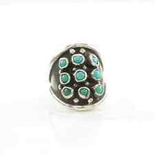Vintage Native American Silver Ring Turquoise 3 Row Sterling Blue Size 10 picture