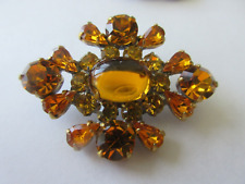 Magnificent Czech Vintage Glass Rhinestone Button    Amber picture