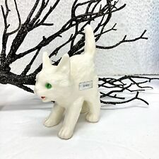 Vintage West Germany White Cat Figurine Green Eyes 