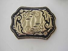 Belt Buckle Western Silver & Black Vintage 1970's/1980's.  Made in USA style B. picture