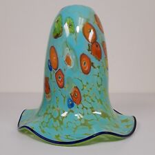 Vintage Murano Lamp Shade Turquoise Millefiori Ruffled Pendant  picture