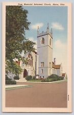 Goss Memorial Reformed Church Akron Ohio Linen Postcard picture