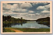 Beautiful Lake Itasca State Park Minnesota MN Linen Postcard PM Cancel WOB Note picture