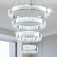 Contemporary LED Pendant Light with Crystal Rings, Ideal for Dining Room, picture