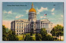 Linen Postcard Atlanta GA Georgia State Capitol Building picture