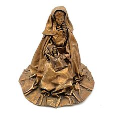 VTG Mid Century Paper Mache Mary, Jesus Madonna & Child Sculpture Gold Patina picture