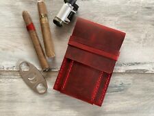 Red Leather Cigar Case Rustic Leather Cigar Box Leather Cigar Roll picture