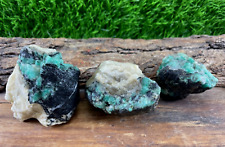 220g Natural 3 Pieces Emerald Crystal on Matrix Specimen From Swat Pakistan picture