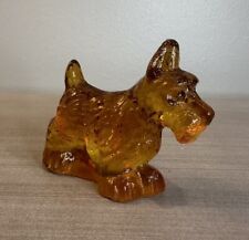 Vintage 1970s Kanawha Handcrafted Amber Glass Scottie Dog Figurine Paperweight  picture