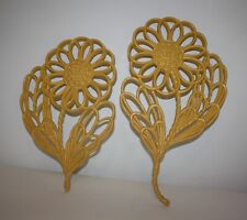 Vintage Burwood Products Yellow Plastic Daisy Flower Wall Art Set of 2 1978 picture