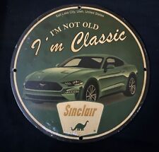 RARE CLASSIC SINCLAIR MUSTANG EDITION USA  PINUP PORCELAIN ENAMEL GARAGE SIGN picture
