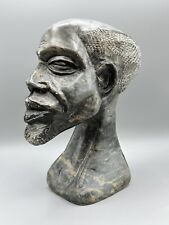 Vintage Hand Caved African Stone Bust Sculpture Of Man Folk Art 13lbs 10in” picture