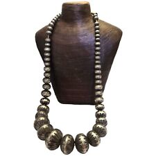 Dropdead Gorgeous STERLING SILVER NAVAJO STAMPED PEARLS BEAD NECKLACE  picture
