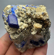 368 Gm Royal Blue Lazurite Crystal,Pyrites Specimen From Badakhshan Afghanistan picture