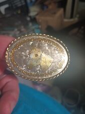 Horse Head - Vintage Etched Gold & Silver Color Belt Buckle Marked W Made In Usa picture