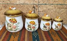 Vintage Sears 1983 Merry Mushroom Ceramic 4 Piece Canister Set Lot (READ) picture