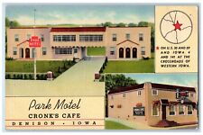 Denison Iowa Postcard Park Motel Cronk Cafe Exterior View Multiview 1944 Antique picture