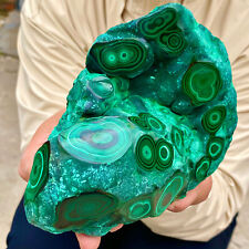 3LB   Natural glossy malachite cat eye transparent cluster rough mineral Sampl picture