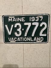 1937 Maine license plate V 3-772 pre-war ORIGINAL picture