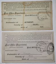 2 VTG POST OFF. RETURN REC. 1889. Altamont DK to St Paul, MN. NICE & CLEAR SEAL. picture