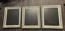 Lot of 3 Vintage Filigree White Gold Tone Metal Frame picture