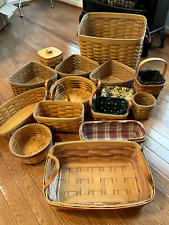 Lot Of 15 Longaburger Baskets, Fabric Liners, Plastic Inserts, Lids Mothers picture