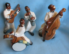 4 Vintage 1940s West Coast Pottery Black Jazz Musicians Figurines picture