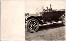 RPPC Man Waves Hat from Vintage Automobile,  Photo Postcard - c1907-1917 picture