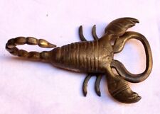 Indian Old Vintage Hand Made  Brass Scorpio Lock With Key Collectible Br 522 picture