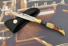 Vintage Laguiole Pocket Knife Blade Steel Wood Antler Handle Mens Corkscrew Rare picture