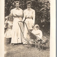 c1910s Lost Nation IA RPPC Cute Mother Daughter Outdoor Stroller Photo Girl A258 picture