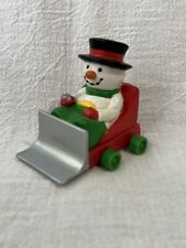 Vintage Snowman in Snowplow Applause Christmas Decoration Plastic Rolls c. 1980s picture