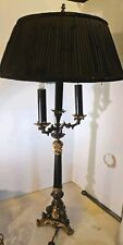 Antique Early 19th Century English Gilt Bronze & Black Candelabra Table Lamp 25