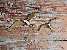 Vtg Mid Century MCM Brass Seagull Wall Sculpture Hanging Pair Birds in Flight picture