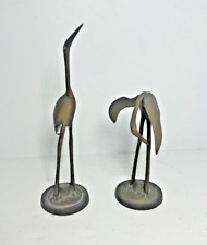 VINTAGE Leonard Silver Solid Brass Cranes Heron Pair Made in Korea -  Set of 2 picture