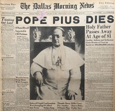 POPE PIUS DIES Original 1938 Newspaper Catholic Church Vatican City picture