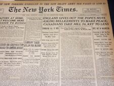 1917 AUGUST 16 NEW YORK TIMES - ENGLAND GIVES OUT POPE'S NOTE - NT 8513 picture