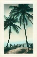 1930's Schofield soldier's hand colored Hawaii Photo  Waikiki small pier picture