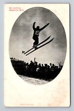 Ironwood MI-Michigan, Ski Jumping, Antique, Souvenir Vintage Postcard picture