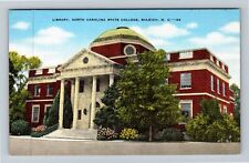 Raleigh NC-North Carolina, Library, NC State College Vintage Souvenir Postcard picture
