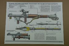 Authentic Soviet Cold War Military Poster RPG 7 Grenade Launcher Tank Destroyer picture