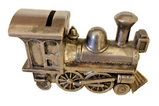 vintage Leonard Silver Plate Train Locomotive Cast Coin Bank 6