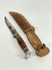 Vintage Tree Brand Boker USA #155 Fixed Blade Knife with Sheath ~ Wood Handle picture