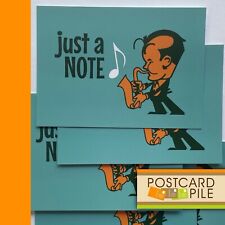 Unposted Postcards, Set Of 5, Retro Just A Note Saxophone Postcard Lot Music picture